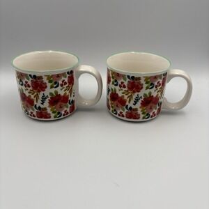 Orly Maison NY Floral Coffee Soup Mug 16 oz Large Ceramic Cup Floral Set Of 2